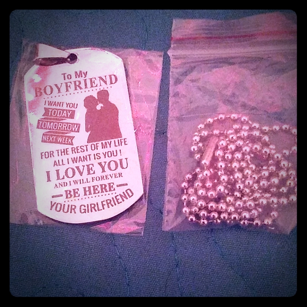A dog tag with a mini poem for your boyfriend